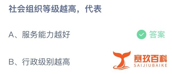 社会组织等级越高代表