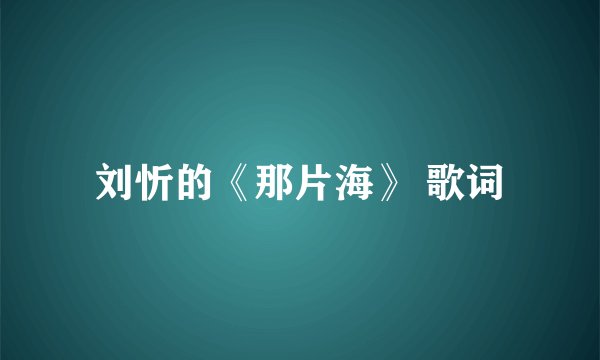 刘忻的《那片海》 歌词