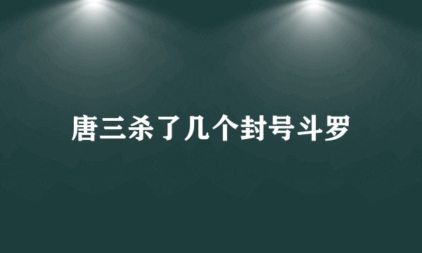 唐三杀了几个封号斗罗