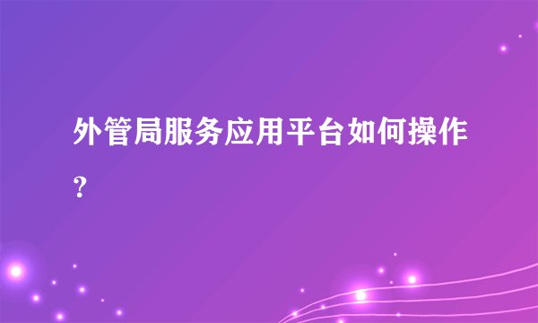 外管局服务应用平台如何操作？