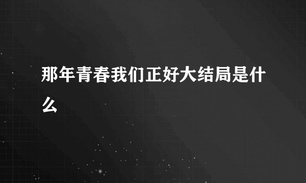 那年青春我们正好大结局是什么