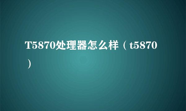T5870处理器怎么样（t5870）