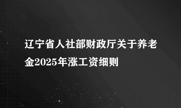 辽宁省人社部财政厅关于养老金2025年涨工资细则