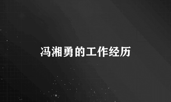 冯湘勇的工作经历