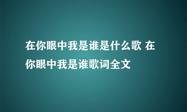 在你眼中我是谁是什么歌 在你眼中我是谁歌词全文