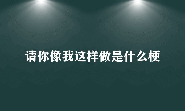 请你像我这样做是什么梗