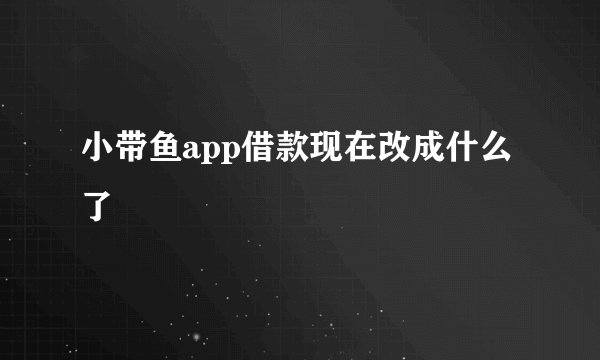 小带鱼app借款现在改成什么了