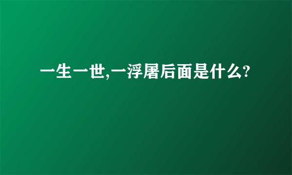 一生一世,一浮屠后面是什么?