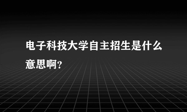 电子科技大学自主招生是什么意思啊？