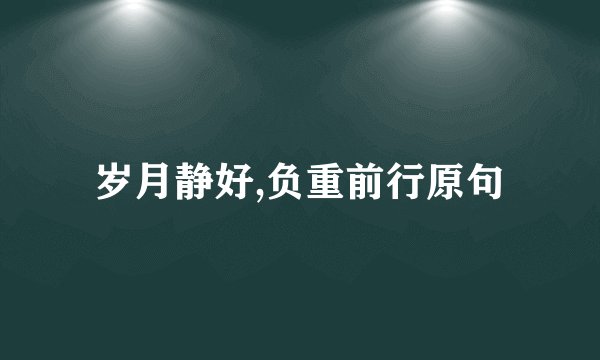 岁月静好,负重前行原句