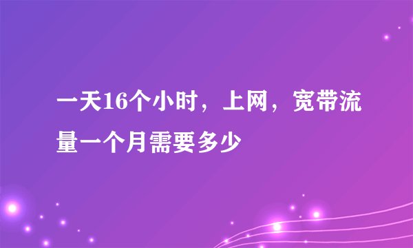 一天16个小时，上网，宽带流量一个月需要多少