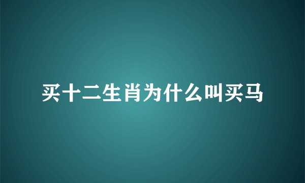 买十二生肖为什么叫买马