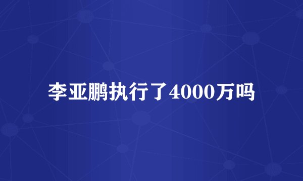 李亚鹏执行了4000万吗