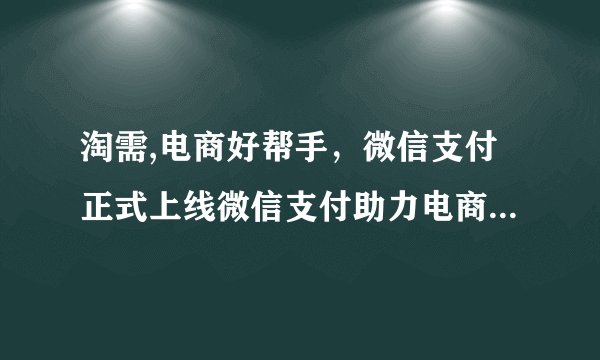 淘需,电商好帮手,微信支付正式上线微信支付助力电商,正式上线
