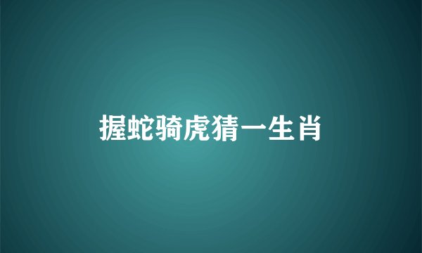 握蛇骑虎猜一生肖