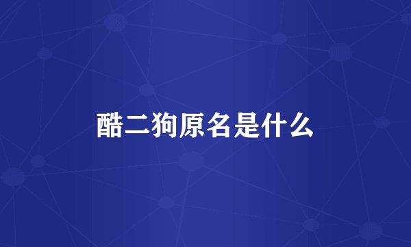 酷二狗原名是什么