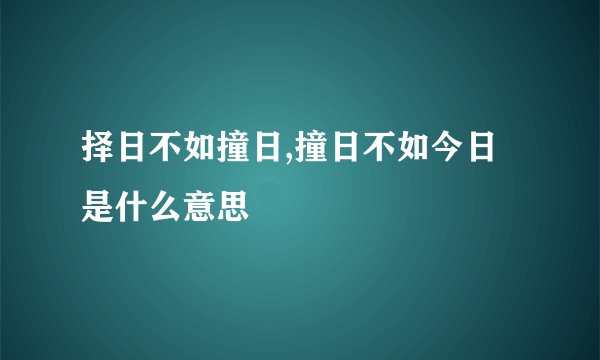 择日不如撞日,撞日不如今日是什么意思