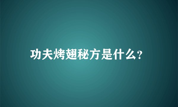 功夫烤翅秘方是什么？