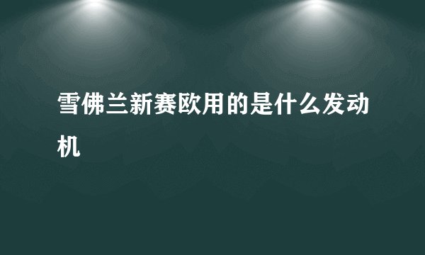 雪佛兰新赛欧用的是什么发动机