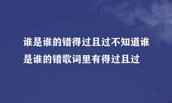谁是谁的错得过且过不知道谁是谁的错歌词里有得过且过