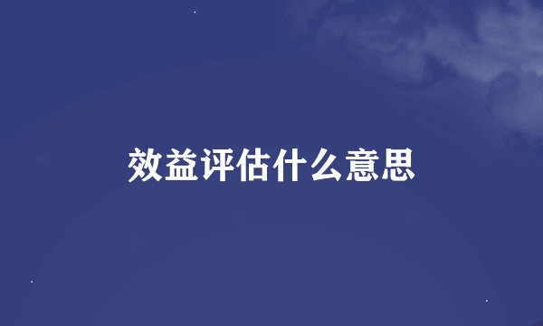 效益评估什么意思