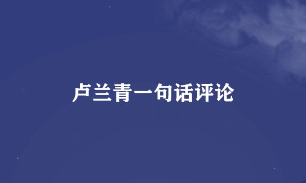卢兰青一句话评论