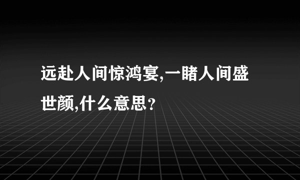 远赴人间惊鸿宴,一睹人间盛世颜,什么意思?