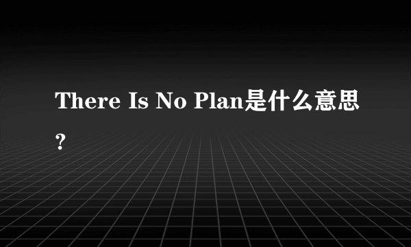 There Is No Plan是什么意思?