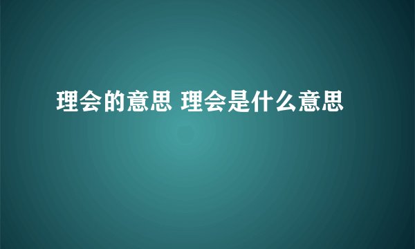 理会的意思 理会是什么意思