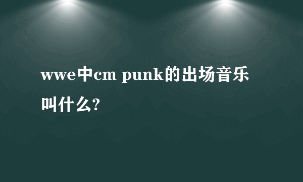 wwe中cm punk的出场音乐叫什么?