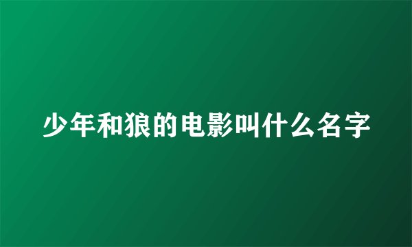 少年和狼的电影叫什么名字