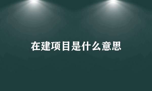 在建项目是什么意思