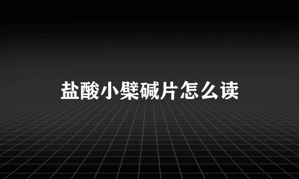 盐酸小檗碱片怎么读