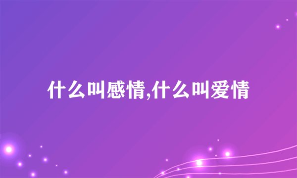 什么叫感情,什么叫爱情