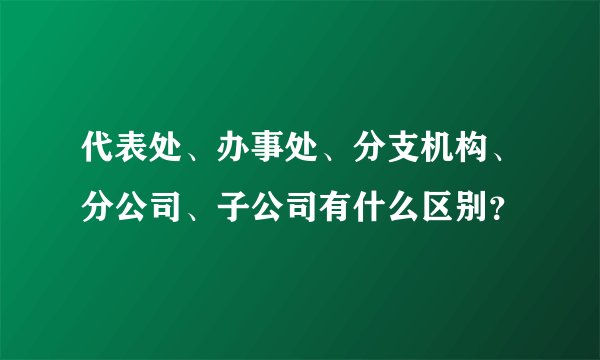 代表处、办事处、分支机构、分公司、子公司有什么区别?