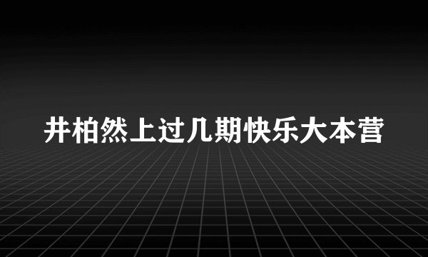 井柏然上过几期快乐大本营