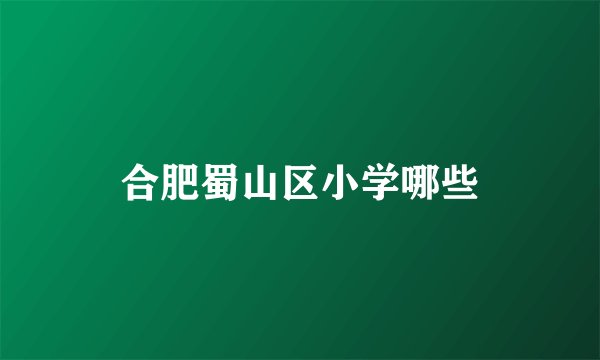 合肥蜀山区小学哪些