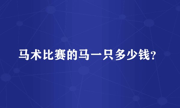 马术比赛的马一只多少钱？