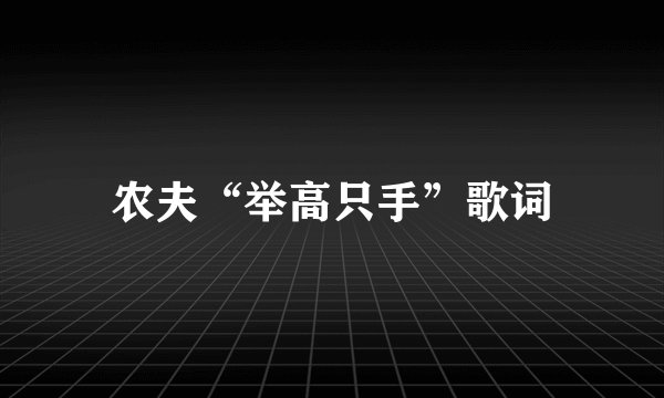 农夫“举高只手”歌词