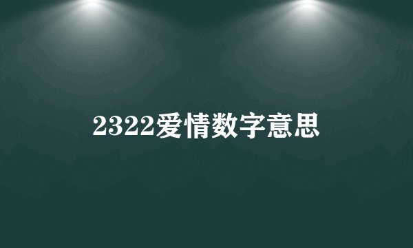 2322爱情数字意思