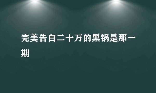 完美告白二十万的黑锅是那一期