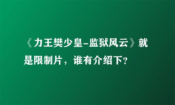 《力王樊少皇-监狱风云》就是限制片，谁有介绍下？