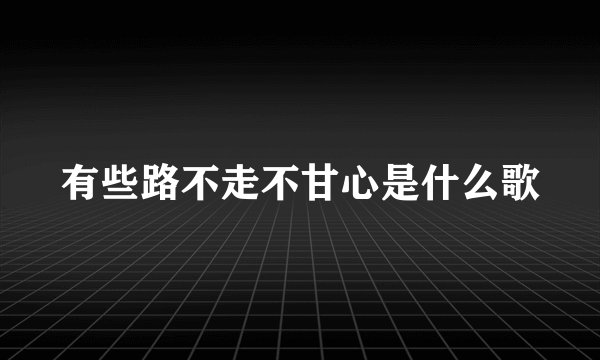 有些路不走不甘心是什么歌