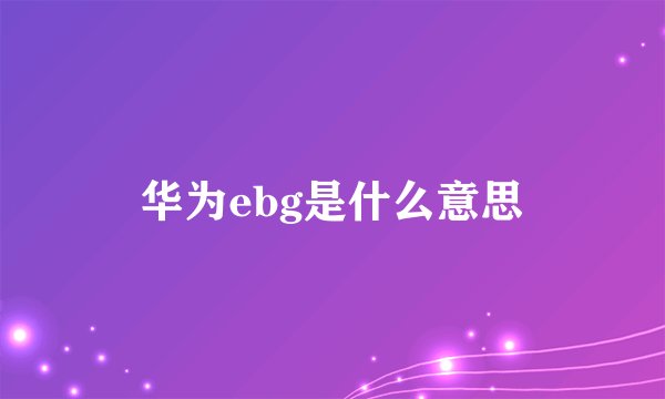 华为ebg是什么意思