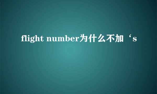 flight number为什么不加‘s