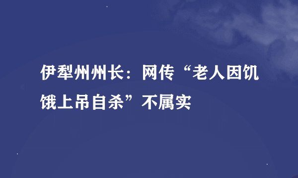 伊犁州州长：网传“老人因饥饿上吊自杀”不属实