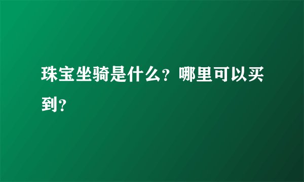 珠宝坐骑是什么？哪里可以买到？