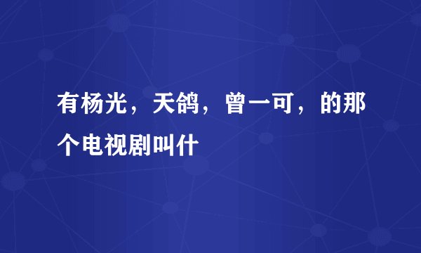 有杨光，天鸽，曾一可，的那个电视剧叫什