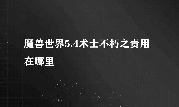 魔兽世界5.4术士不朽之责用在哪里