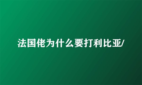 法国佬为什么要打利比亚/